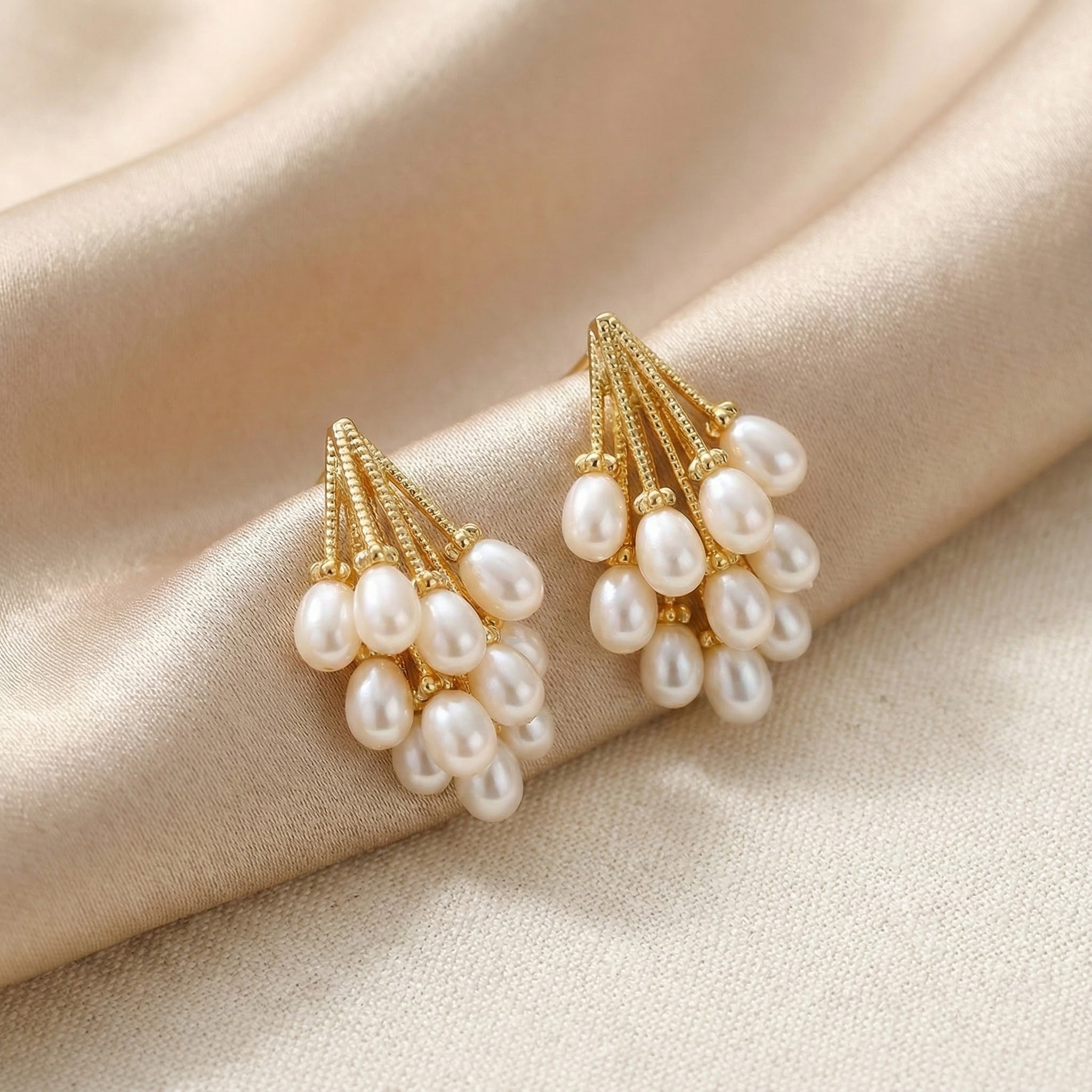 Dainty Pearl Cluster Earrings