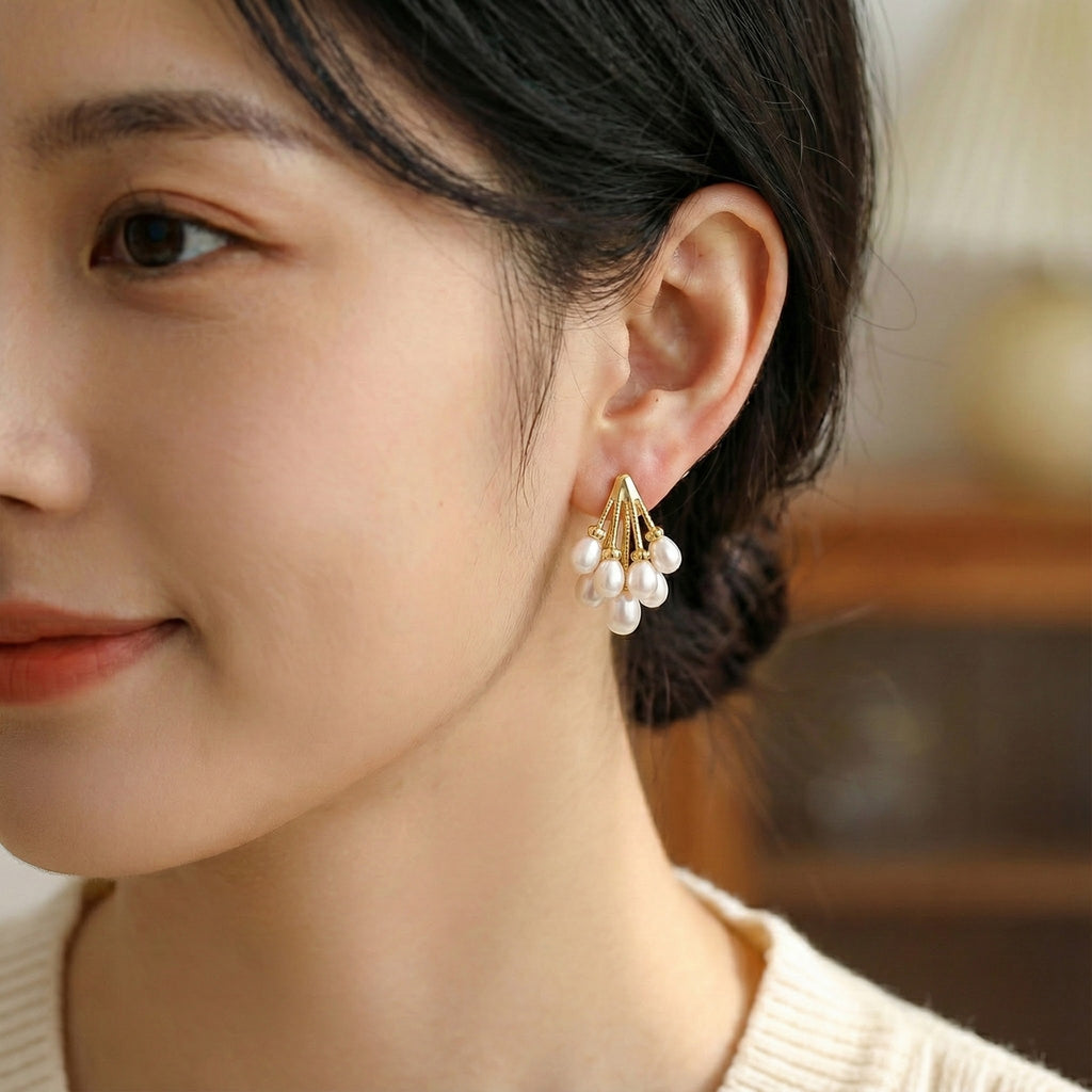 Dainty Pearl Cluster Earrings